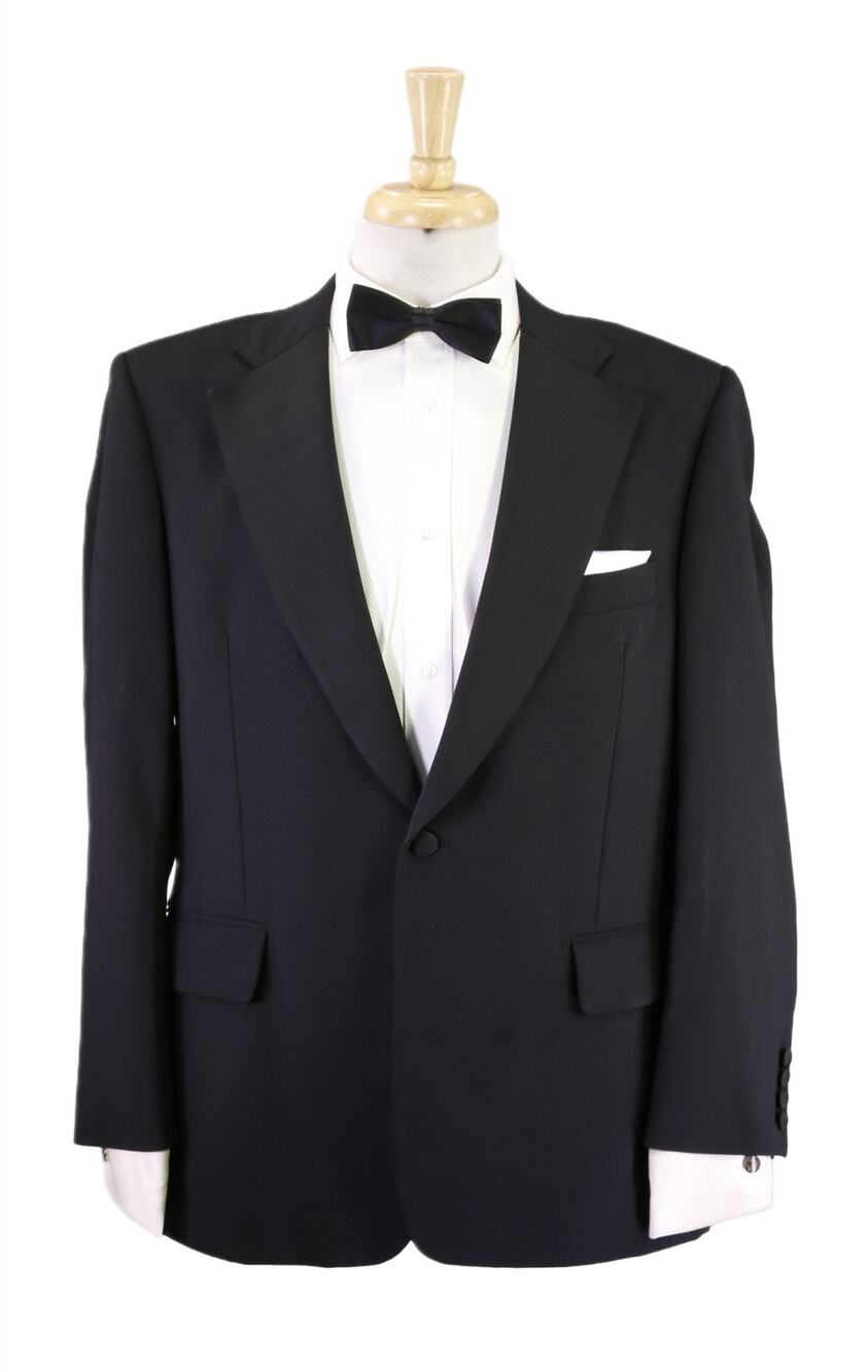 Paul Stuart Black 1-Btn Notch Lapel Tuxedo Formal Wedding Wool Blazer Jacket 40S
